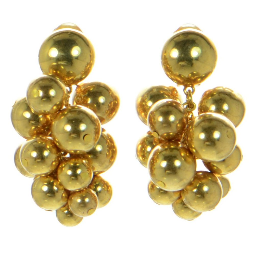 Oscar De La Renta Gold-tone Vintage Finish Vine Cluster Clip-On Earrings